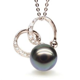 Ciondolo Cuore Horus - Oro Rosa & Perla di Tahiti Nera