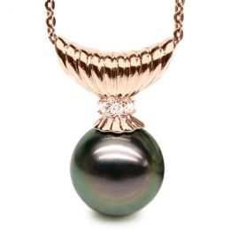 Ciondolo Classico Kimolos - Oro Rosa, Diamanti e Perla Tahit