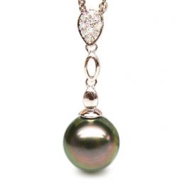 Ciondolo Pendente Saria - Oro Rosa & Perla di Tahiti Nera