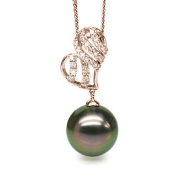 Ciondolo Cuore - Oro Rosa, Diamanti e Perla di Tahiti
