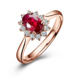 Anello Di Fidanzamento Flora - Oro Rosa, Diamanti & Rubino B
