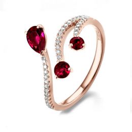 Anello gocce di rubini - Diamanti, oro rosa