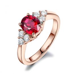Anello da Donna Douce France - Oro Rosa, Diamanti & Rubino O