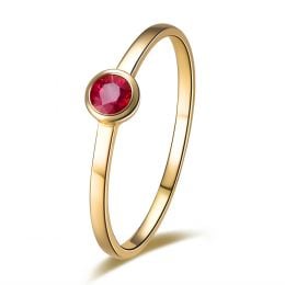 Anello di Fidanzamento - Oro Giallo & Rubino Birmano Solitario