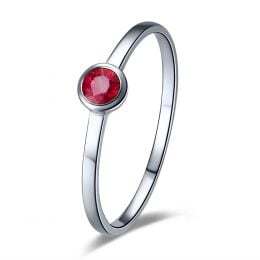 Anello di Fidanzamento - Oro Bianco & Rubino Birmano Solitario