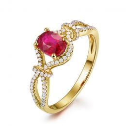 Anello Giardino Segreto - Oro Giallo, Rubino Mozambico & Diamanti
