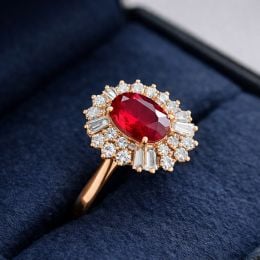 Anello Di Fidanzamento Erebe - Oro Giallo, Diamanti & Rubino Mozambico