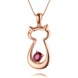 Ciondolo rubini oro rosa - Mon petit chaton