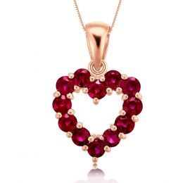 Ciondolo Cuore rosso - Oro rosa e Rubini