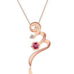 Ciondolo tortiglione - Oro rosa, rubini e diamanti