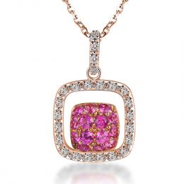 Ciondolo Quadrato - Oro rosa, Rubini e Diamanti oro rosa