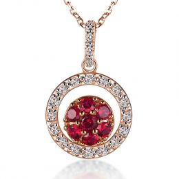Ciondolo Stargate - Oro rosa, Diamanti e Rubini oro rosa