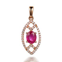 Ciondolo Eurydice Oro rosa 18ct - Rubino taglio ovale e diam