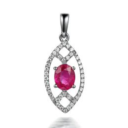 Ciondolo Eurydice Oro bianco 18ct - Rubino taglio ovale e di