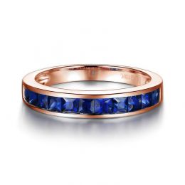 Anello Veretta Principessa - Oro Rosa e Riviera di Zaffiri P
