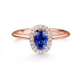 Anello di Fidanzamento Persée - Oro Rosa, Diamanti & Zaffiro