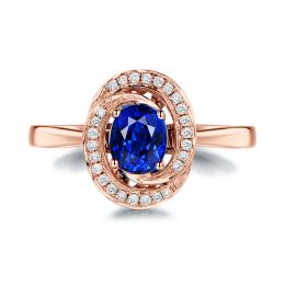 Solitario Sinharâja - Oro Rosa, Spirale di Diamanti & Zaffir