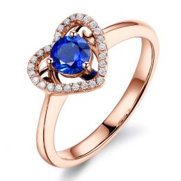 Anello Love Me Tender - Oro Rosa, Diamanti & Zaffiro Blu