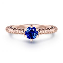 Anello Mariamman - Oro Rosa & Zaffiro Blu Solitario