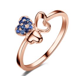 Anello da Donna Coeur de Trèfle - Oro Rosa & Zaffiri Blu