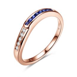 Fede Nuziale Duale - Anello Oro Rosa, Zaffiri & Diamanti