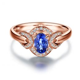 Solitario Composto Intrusion - Oro Rosa, Diamanti & Zaffiro 