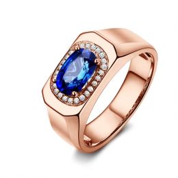 Solitario Composto Finlay - Oro Rosa, Diamanti & Zaffiro Ov
