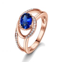 Solitario Composto Mérimée - Oro Rosa, Diamanti & Zaffiro Ov