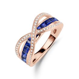 Anello Sens - Oro Rosa, Riviera di Zaffiri Princess a Binari