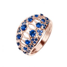 Anello Blue Queen - Oro Rosa, Riviera Mezzo Giro di Zaffiri