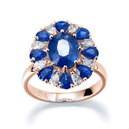 Anello Marguerite Du Cap - Oro Rosa, Diamanti & Zaffiri
