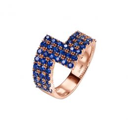 Anello Enlace Moi - Oro Rosa e Pavé Zaffiri Blu