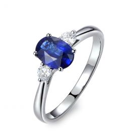 Anello da Donna Cybèle - Oro Bianco, Diamanti & Zaffiro Blu