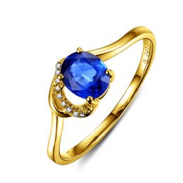 Anello di Fidanzamento Cenero - Oro Giallo, Diamanti & Zaffi