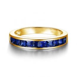 Anello Veretta Principessa - Oro Giallo e Riviera di Zaffiri