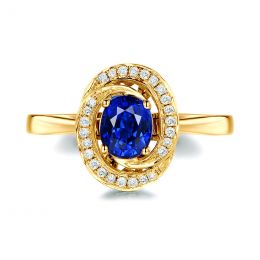 Solitario Sinharâja - Oro Giallo, Spirale di Diamanti & Zaff