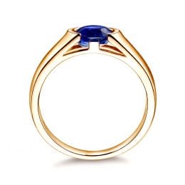 Anello Shitala - Oro Giallo & Zaffiro Ovale Solitario