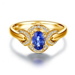 Solitario Composto Intrusion - Oro Giallo, Diamanti & Zaffir