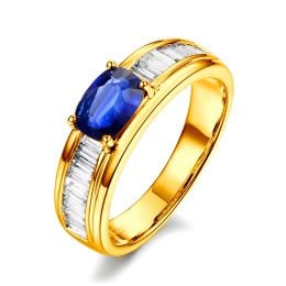 Solitario Composto True Love - Oro Giallo, Diamanti & Zaffiro Ovale