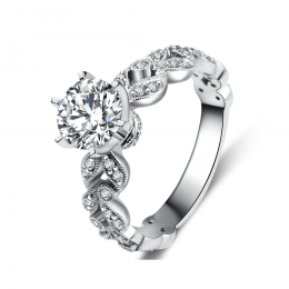 Anello di Fidanzamento Sensation - Oro Bianco e Diamante Solitario Composto | Gemperles