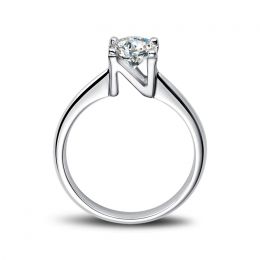 Anello Solitario Lettera Alfabeto N - Platino e Diamante | Gemperles
