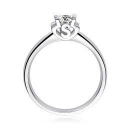 Anello Solitario Lettera Alfabeto S - Platino e Diamante | Gemperles