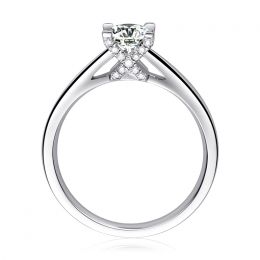 Anello Solitario Lettera Alfabeto X - Platino e Diamante | Gemperles