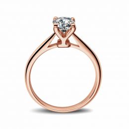 Anello Solitario Lettera Alfabeto Y - Oro Rosa e Diamante |