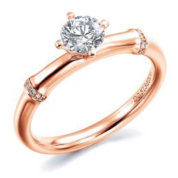 Anello di Fidanzamento Solitario Bambou Végétal - Oro Rosa &
