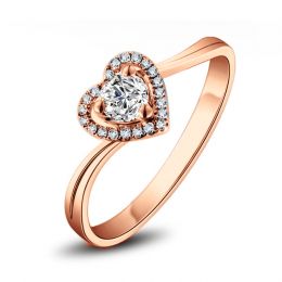 Anello Solitario Cuore Mio Oro Rosa 18k & Diamanti VS/G | G