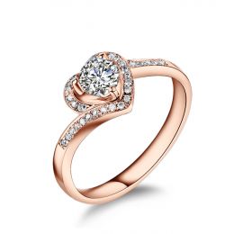 Anello solitario - Diamante 0.50ct oro rosa