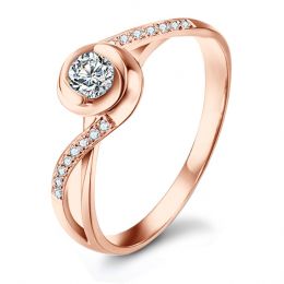 Anello Solitario Composto A Julie - Oro Rosa & Diamante | Ge