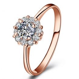 Anello Solitario Composto Cuore Screziato - Oro Rosa & Diama
