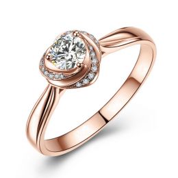 Anello di Fidanzamento Cuore di Rosa - Oro Rosa Lucido e Dia